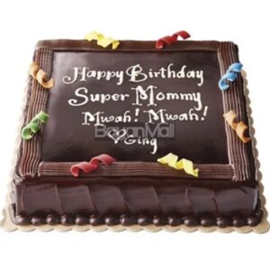 Red Ribbon Birthday Dedication Cake L 12x12 - chocolate flavor